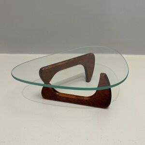Miniature Isamu Noguchi table, Walnut finish and glass 1:6 scale Herman Miller
